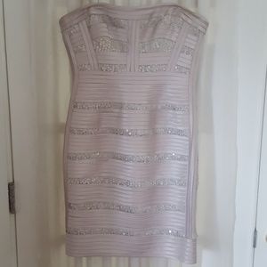 Ivory colored strapless cocktail dress